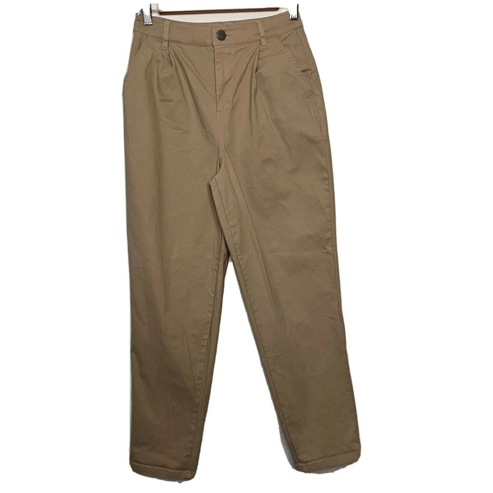 Asos Women’s Chino Pants Size 4 Pleated Front Camel Khaki Beige Straight Leg